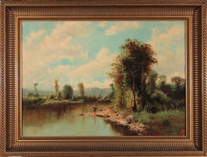 null Émile GODCHAUX (1860-1938)
Bords de rivière.
Two oils on canvas forming a pendant...