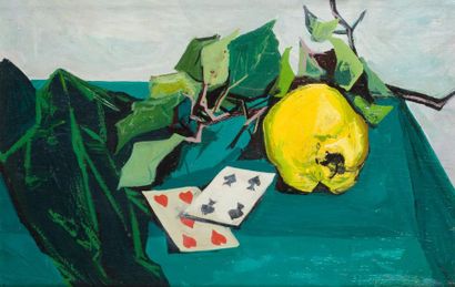 null Pierre-Georges THERON (1918-2000)
Nature morte au cinq de coeur et au quatre...