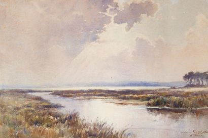 null Louis-Marius GUEIT (1877-1956)
View of the Basin in Andernos, 1910.
Watercolour,...