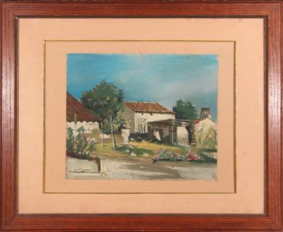 null Pierre-Georges THERON (1918-2000)
Hameau, 1945.
Gouache, signed and dated "45"...