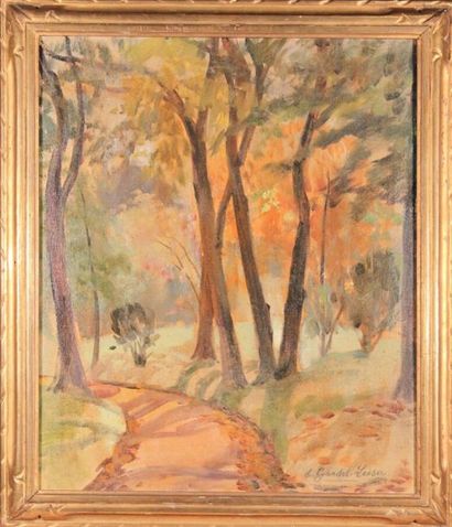 null Emma GARDEL LEISER (1866-1964)
Landscape of undergrowth.
Oil on canvas, signed...