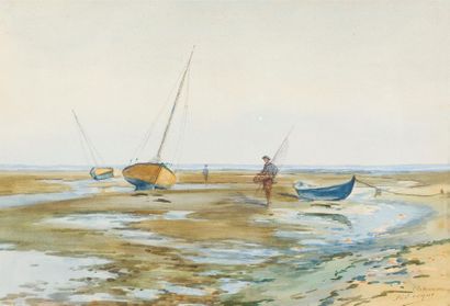 null Raoul DOSQUE (1860-1937)
La Hume, 1894.
Aquarelle signée en bas à droite, située...