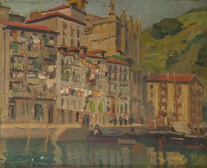 null Roger MATHIAS (1884-1971)
Ondarroa, 1933.
Oil on board signed, located and dated...