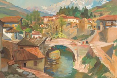 null Gaston MARTY (1905-1977)
Bridge in the Basque Country.
Gouache, signed lower...