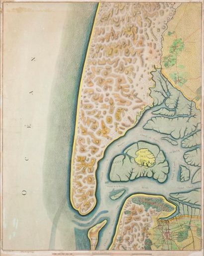 null Pierre DE BELLEYME
Map of the Bay of Arcachon. 
Extract from map N°25 of the...