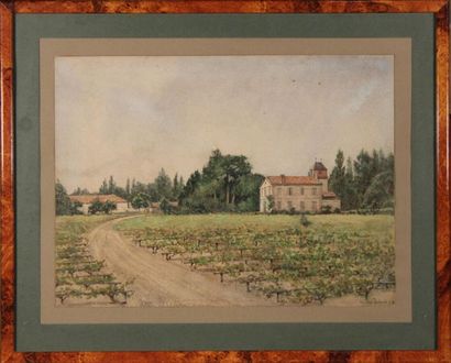 null Louis DUTASTA (Né en 1851)
Vignoble de la Houringue (Médoc) Gironde, 1878.
Aquarelle...