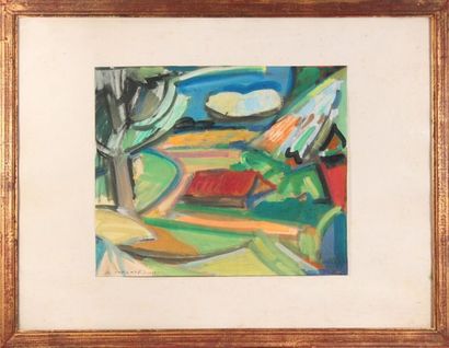 null Maurice PARGADE (1905-1982)
Paysage, 1966. 
Oil on paper, signed lower left...