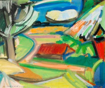 null Maurice PARGADE (1905-1982)
Paysage, 1966. 
Oil on paper, signed lower left...