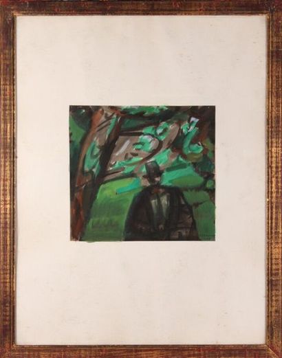 null Maurice PARGADE (1905-1982)
Homme dans un paysage, 1965.
Huile sur papier, signée...