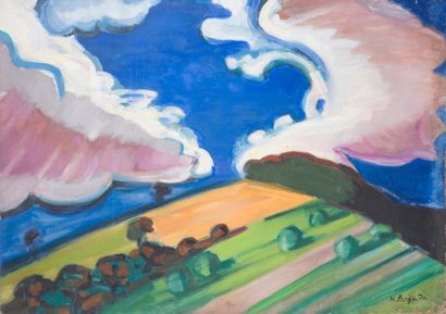 null Maurice PARGADE (1905-1982)
Paysage au nuage 
Huile sur toile, signée en bas...