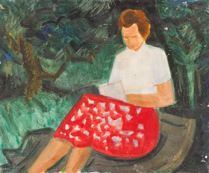 null Maurice PARGADE (1905-1982)
La lecture, 1951.
Oil on canvas, dated "22-7-51"...