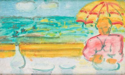 null Maurice PARGADE (1905-1982)
On the terrace.
Oil on cardboard, unsigned. 
14...