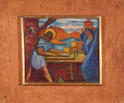 null Maurice PARGADE (1905-1982)
Saint Joseph.
Oil on panel, signed lower right....