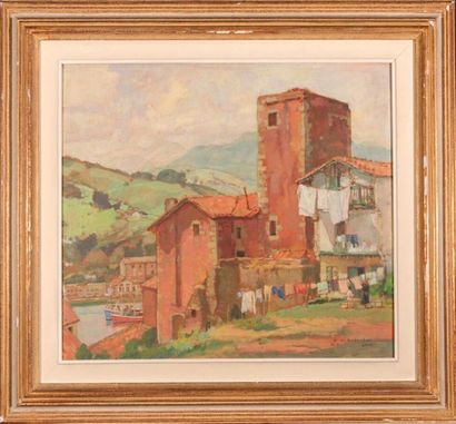 null Francois-Maurice ROGANEAU (1883-1973)
La tour à Orio.
Oil on panel, signed lower...