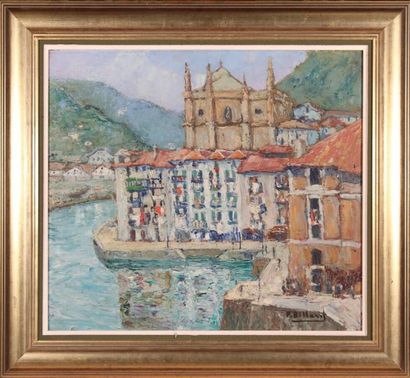 null Pierre BILLARD (1900-1971)
Ondarroa, corner of the harbour.
Oil on isorel panel,...