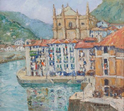 null Pierre BILLARD (1900-1971)
Ondarroa, coin du port.
Huile sur panneau d'isorel,...