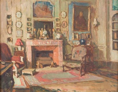 null Paul-Jean HUGUES (1891-1950)
Coin de salon à la cheminée rose.
Huile sur toile...