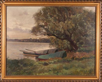 null Raoul DOSQUE (1860-1937)
La Dordogne à Vayres.
Oil on canvas signed lower right....