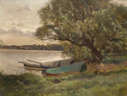 null Raoul DOSQUE (1860-1937)
La Dordogne à Vayres.
Oil on canvas signed lower right....