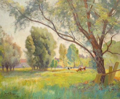 null Raoul DOSQUE (1860-1937)
Paysage de Gironde, 1929.
Huile sur toile signée en...