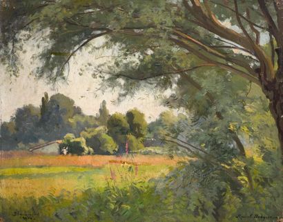 null Raoul DOSQUE (1860-1937)
Blanquefort, le matin, 1914.
Huile sur toile signée...