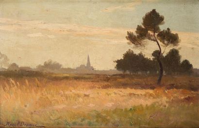 null Raoul DOSQUE (1860-1937)
Eysines, soir dans la lande.
Oil on canvas signed lower...