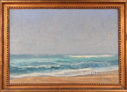 null Marcel-Pierre SARPY (1911-1940)
La plage.
Huile sur toile, signée en bas à droite...