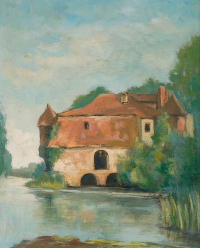 null René RODES (1896-1971)
Moulin.
Huile sur panneau, non signée.
46 x 38 cm.