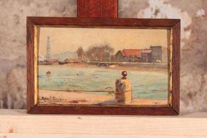 null Raoul DOSQUE (1860-1937)
La Pointe du quai de Queyries, le Matin.
Huile sur...