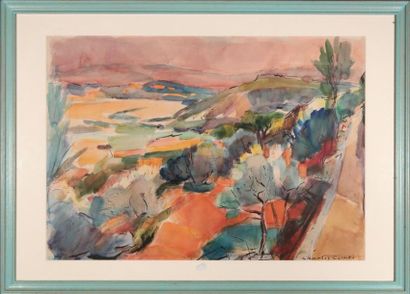 null Charles CANTE (1903-1981)
Paysage.
Aquarelle et encre sur papier signée en bas...