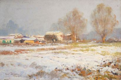 null Raoul DOSQUE (1860-1937)
Blanquefort under the snow.
Oil on canvas signed lower...