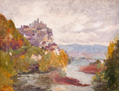 null Raoul DOSQUE (1860-1937)
Château de Beynac in rainy weather. 1924.
Oil on panel...