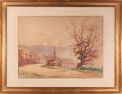 null Louis-Marius GUEIT (1877-1956)
Paysage girondin en automne.
Aquarelle, signée...