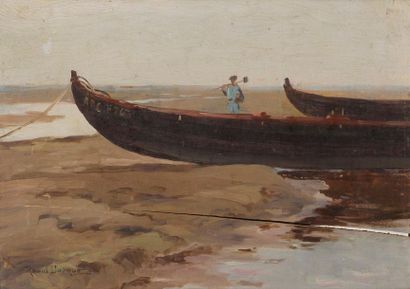 null Raoul DOSQUE (1860-1937)
Marée basse à la Hume.
Oil on panel, signed lower left.
23...