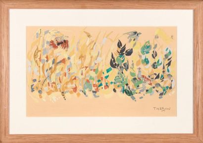 null Pierre-Georges THERON (1918-2000)
The Vine and the Wheat.
Two mural decoration...