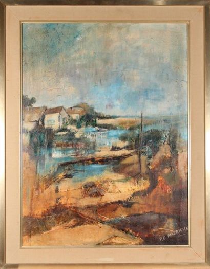 null Pierre MALRIEUX (Born in 1920)
View of the Arcachon Basin.
Mixed media on panel...