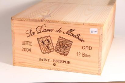 null 12 bouteilles la Dame de Montrose 2004 (1 caisse bois de 12 d'origine non ouverte)...