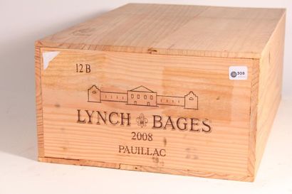 null 12 bouteilles Château Lynch Bages 2008 (1 caisse bois de 12 d'origine non ouverte)...