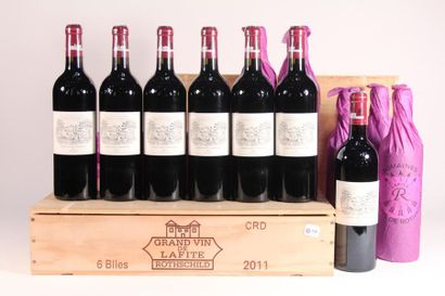 null 12 bouteilles Château Lafite Rothschild 2011 (2 caisses de 6 d'origine ouvertes,...