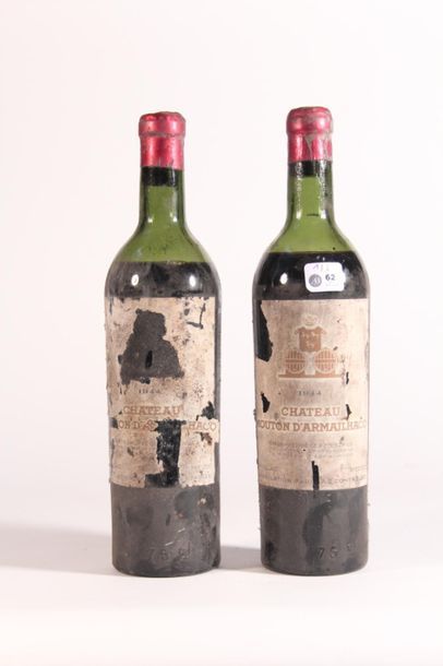 null 1944 - Château Mouton d'Armailhacq rouge Pauillac - 2 blles etiquette sale avec...