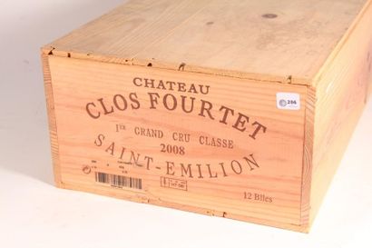 null 12 bouteilles Château Clos Fourtet 2008 (1 caisse bois d'origine non ouverte)...