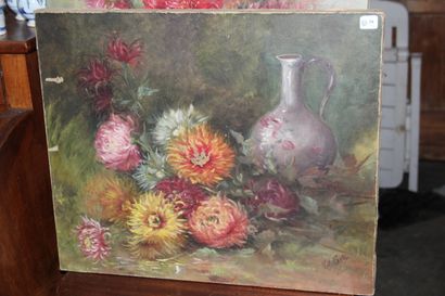 null School at the end of the XIXth century

Chrysanthemums

Two oils on canvas signed...