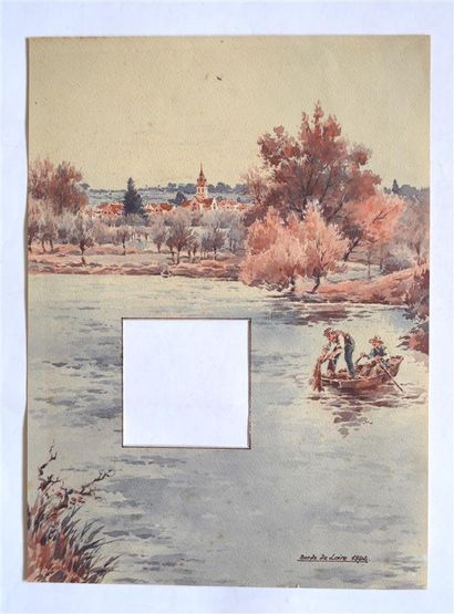 null WATERCOLOURS - ANONYMOUS

BEUZON (J.L.): Fishing in the plaice. Watercolour...