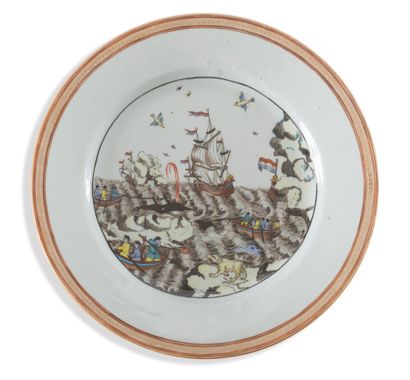 RARE PORCELAIN PLATE OF THE COMPANY OF THE...