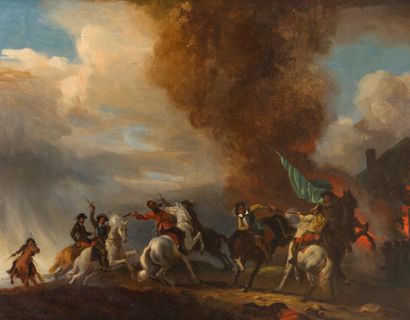 null 
WOUWERMAN FOLLOWER




Battle scene.




Oil on canvas.




In a molded and...