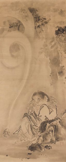 null INK ROLLER PAINTING ON PAPER

Japan, 19th century.

Representing Liuhai sitting...