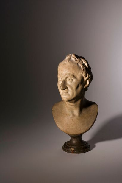 null PLASTER PATINA BUST

representing Denis Diderot, signed on the reverse Houdon...