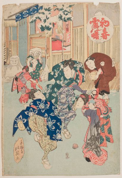 null SHUNBAISAI HOKUEI 

Japan, 19th century.

Two prints, oban tate-e, one decorated...