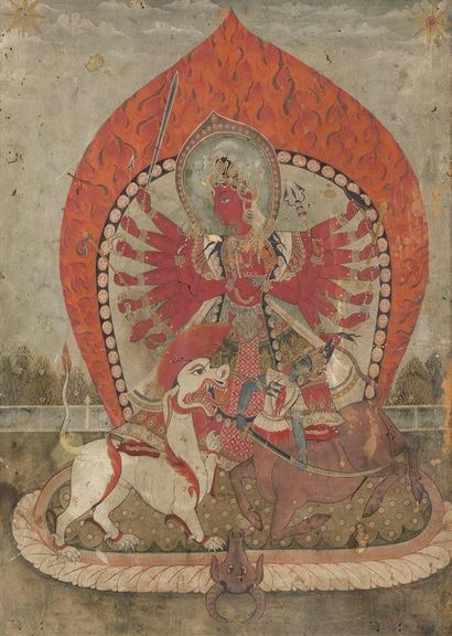 null INK AND COLOUR PAINT ON PAPER

India, late 19th century.

Representing the deity...