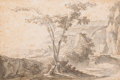 null ÉCOLE DU NORD VERS 1700

Étude de paysage.

Plume et encre brune, lavis gris.

(Rousseurs...